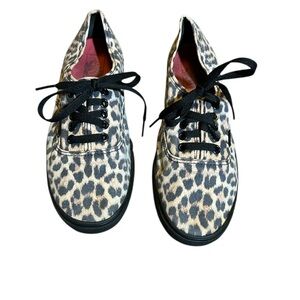 Vans Women's Black and Cream Leopard Sneakers